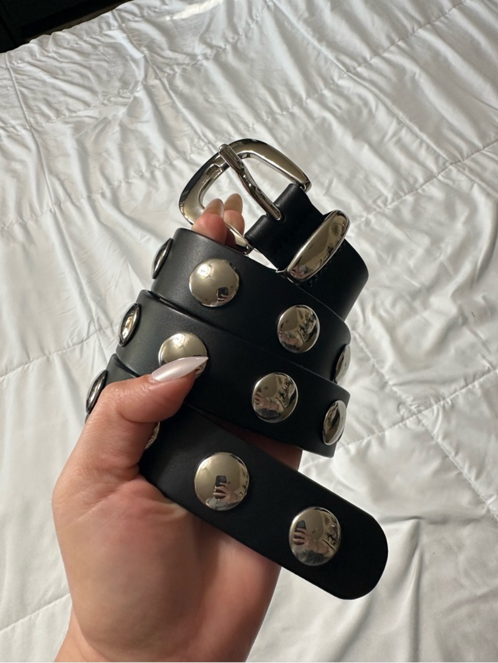 Madewell Studded Western Belt XS Black/Silver Metal Buckle